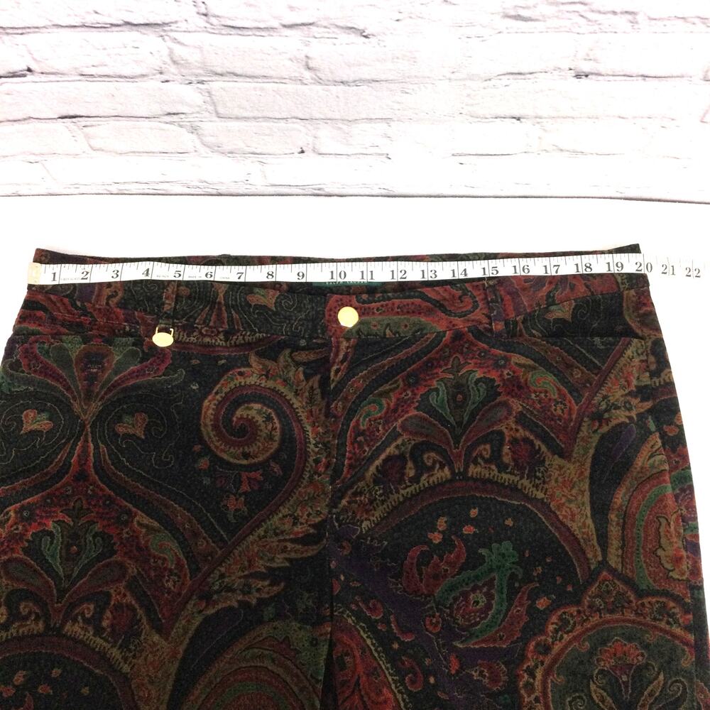 Lauren Ralph Lauren 90s Vintage Paisley Midrise Soft Straight Leg Brown Pant 16W - Picture 6 of 15